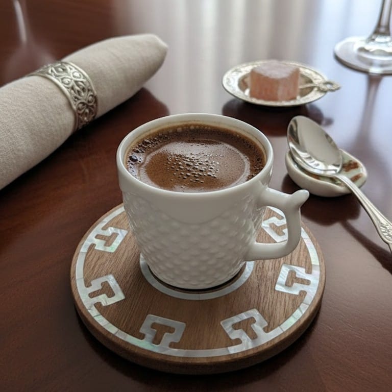 Round Coaster – Walnut Wood, Natural Leather & Mother-of-Pearl